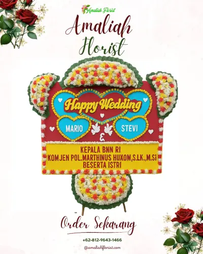 Karangan Papan Bunga Pernikahan di Cikangkung